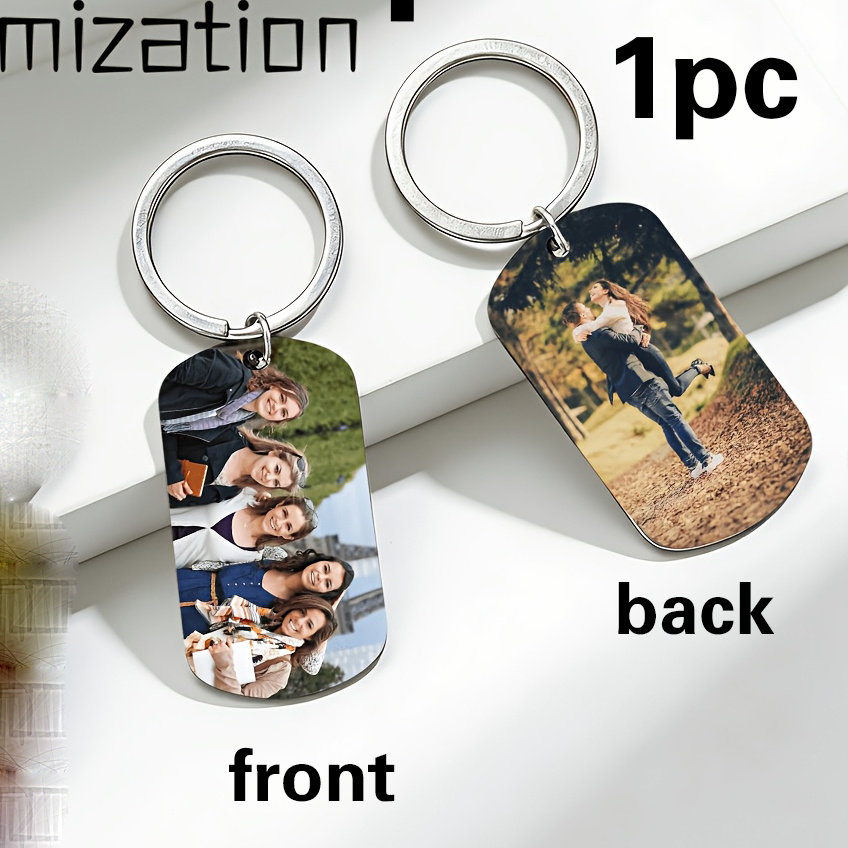 TEMU 1pc Personalized Double-sided Customizable Photo Keychain, Pendant, Personalized Holiday Party Souvenir, Suitable As A Gift For , Car Keychain