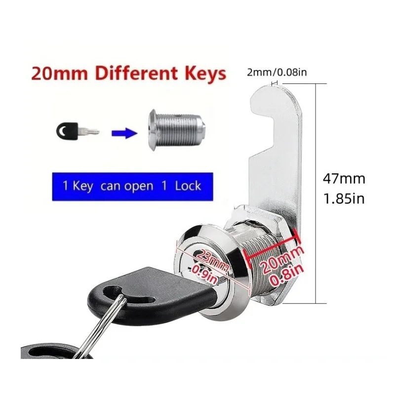 1/3pcs Polished Alloy Metal Mailbox Lock With Key, Secure Cylinder Set, & Durable, For Home Furniture Cabinet & Drawer, Daily Use