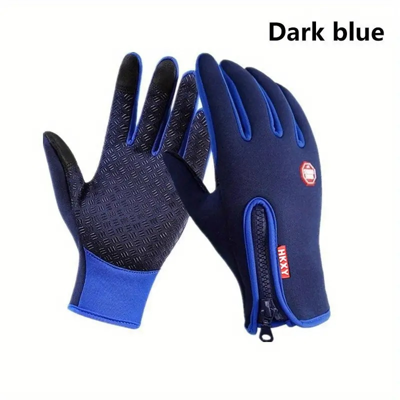 

1 Pair Unisex Touchscreen Waterproof Gloves, Polyester Fabric, Solid Color, Slip-resistant Insulation For Outdoor Activities