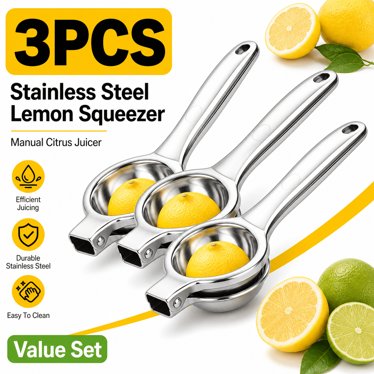 Stainless Steel Lemon Squeezer Manual Citrus Juicer, Hand Press Juice Extractor With Seed Filter, Easy Clean Kitchen Tool For Fresh Juice
