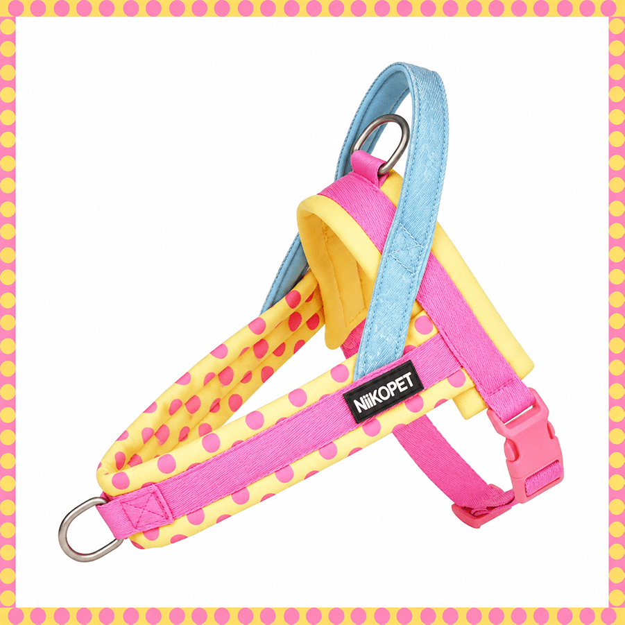 TEMU 1pc Soft Polka Dot Pattern Dog Vest Harness, No-pull Dog Harness, Adjustable Pet Chest Harness, For Small Medium Large Dogs, Without Battery