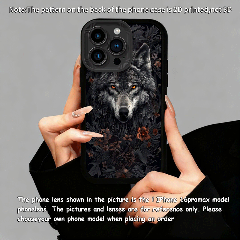 TEMU Phone Case - Black Flower Wolf Shadow Phone Case For Iphone 17 Air/ For Iphone17/ For Iphone17pro/ For