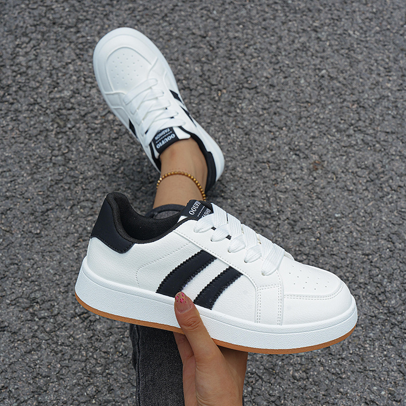 TEMU Sneakers, Women's Minimalist Colorblock German Training Skate Shoes With Convenient Lace-, Gentle And Versatile Casual Shoes For Office Workers'