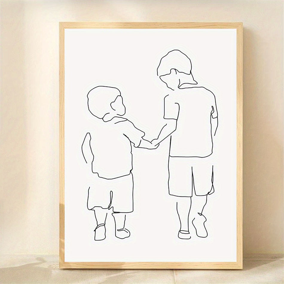 E-shop 1 Stück, 2D-Flach, , 12x16 Zoll, -Geschenk, -Druck, -Mural, Familien-Druck, Geschenk für Mama, Sohn, Jüngere, Familien-Mural, Linienkunst,