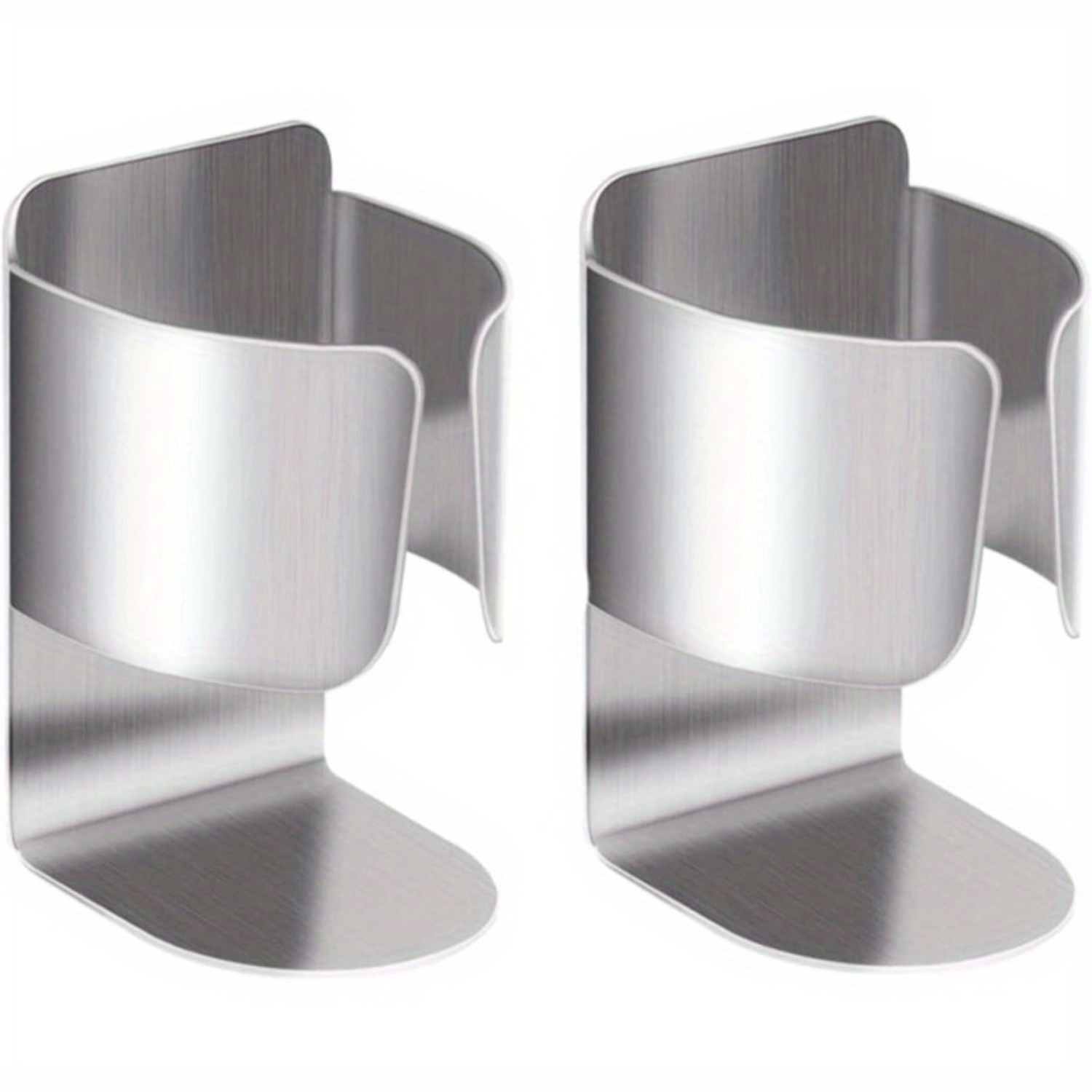 Image of 2pcs Stainless Steel Electric Toothbrush Holder - Wall-mounted, Self-adhesive Organizer For Bathroom Accessories