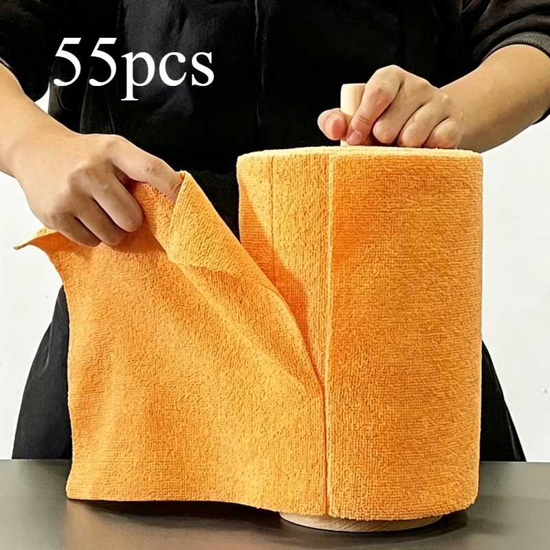 Image of 55pcs Dish Cloths, Tear-off Fiber Towels, Kitchen Towels, Tea Towels For Convenient Use, Reusable And Washable, No , Super Absorbent Cloth, Suitable For Cars, Homes, Garages, Or Stores, Christmas Gift