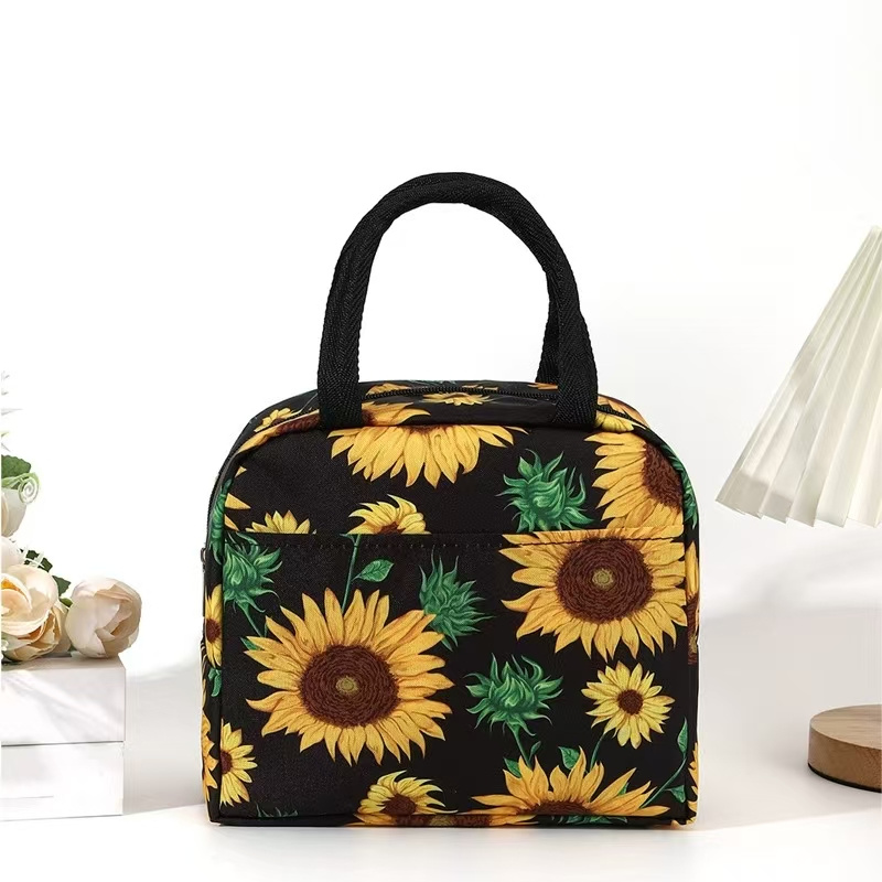 

Sunflower Print Insulated Lunch Bag, 5.5l Polyester Bento Box Carrier, Waterproof Leak-proof Picnic Tote, Hand , Portable For Work, School, Travel - 1.46 Gallon Capacity