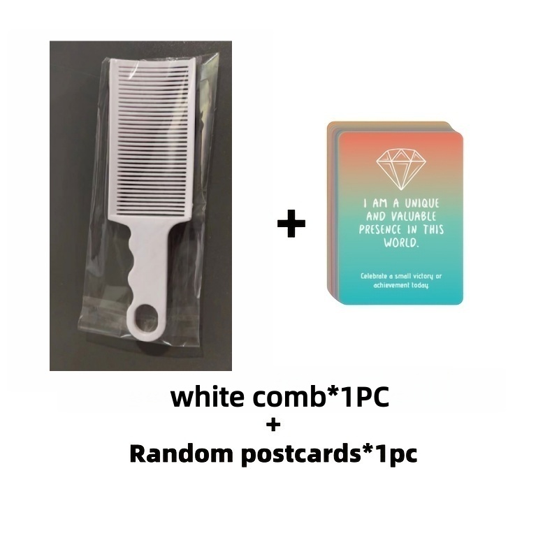 TEMU 1pc Heat-resistant Anti-static Hairbrush And 1pc Random Postcard, Professional Gradient Tapering Tool, Sturdy Toothed Plastic Flat Top Mixed