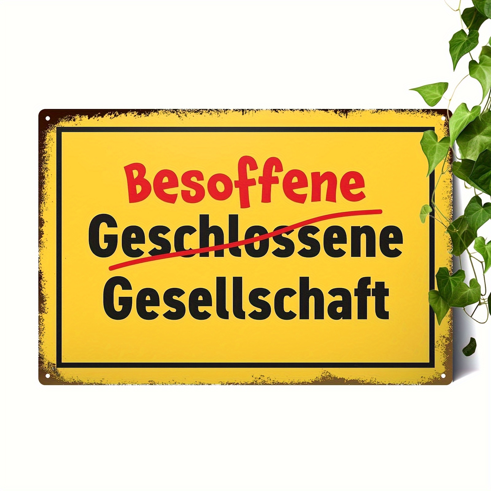 E-shop 2D Flat - Ein 2D-Metallschild mit einem deutschem "Biertrinker-Party"-Motto, als Fotoautomaten-Requisite oder Geschenk mit Alkohol-Thema.