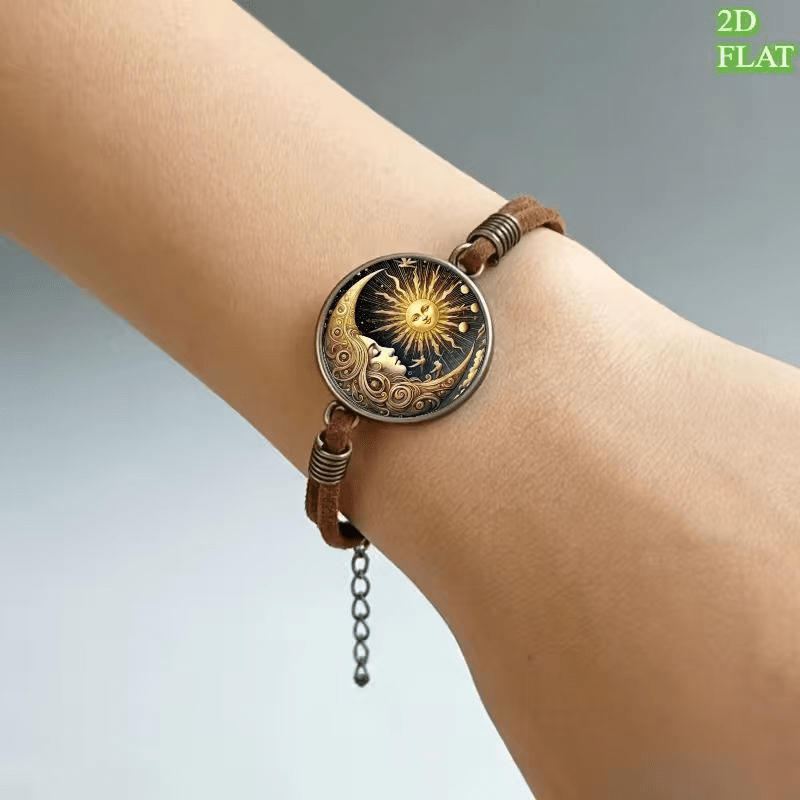 Vintage 2D Flat Pattern Fashion Bracelet, Anniversary Gift