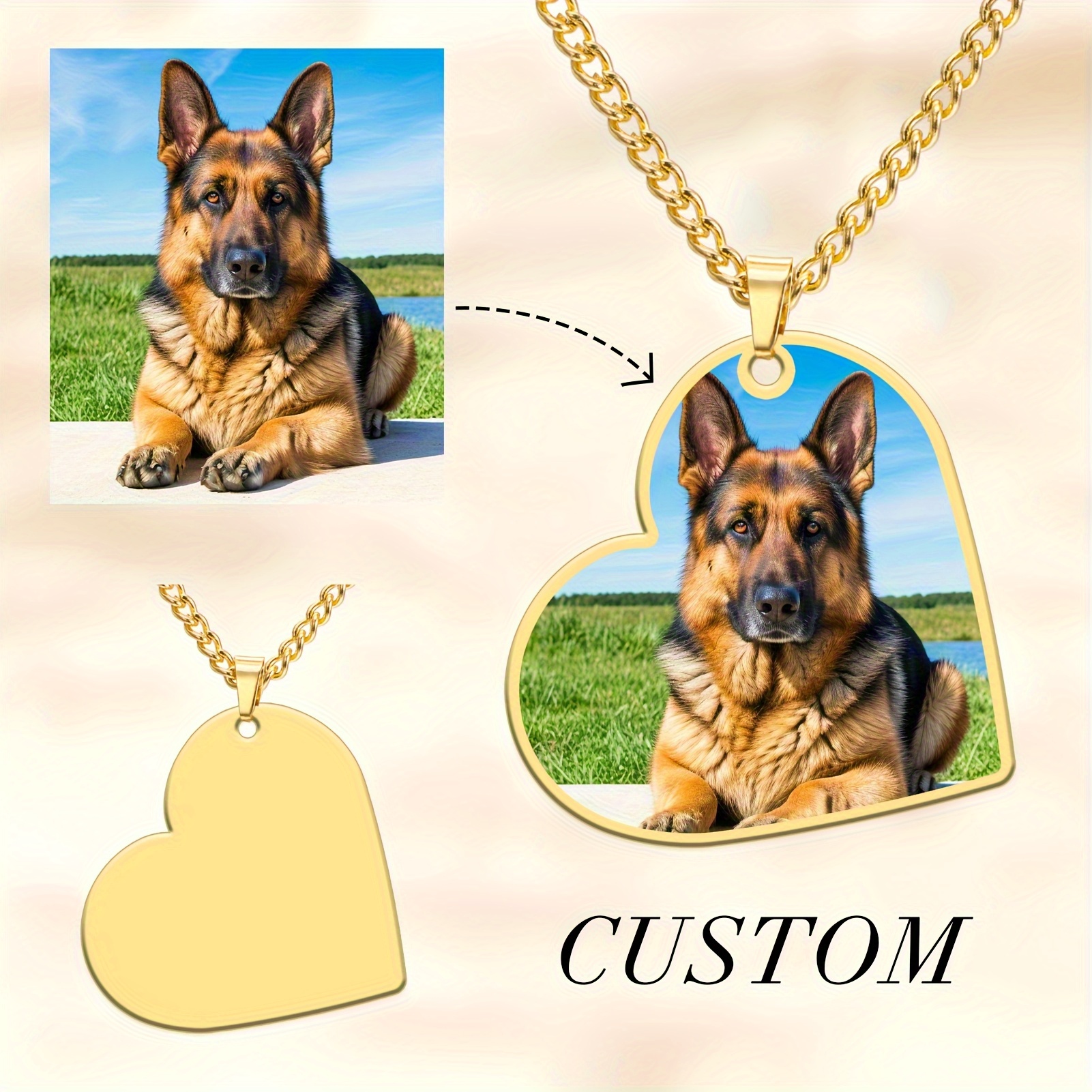 Personalized Custom Photo Necklace — Heart-shaped Pendant