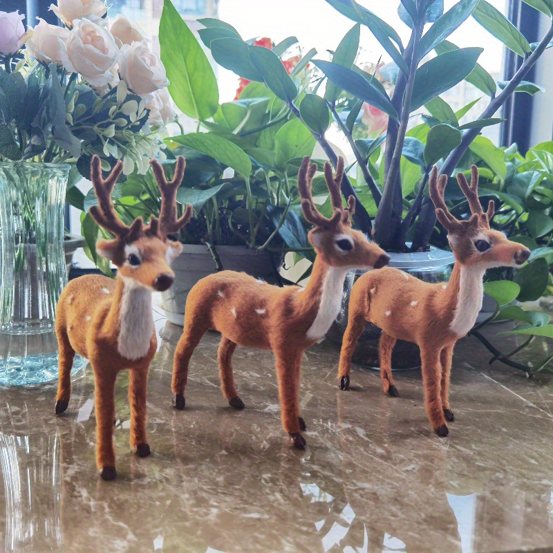TEMU 3pcs Christmas Reindeer Figurines - Festive Elk Decorations, Realistic Deer Ornaments For Holiday Gifts, Christmas Ornaments, Christmas
