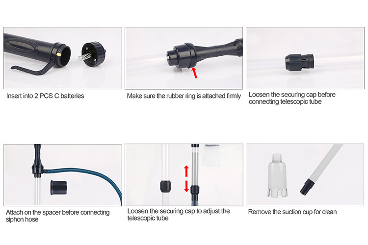 electric aquarium vacuum cleaner gravel tank automatic water changer filter fish not two pcs batteries Product details 4