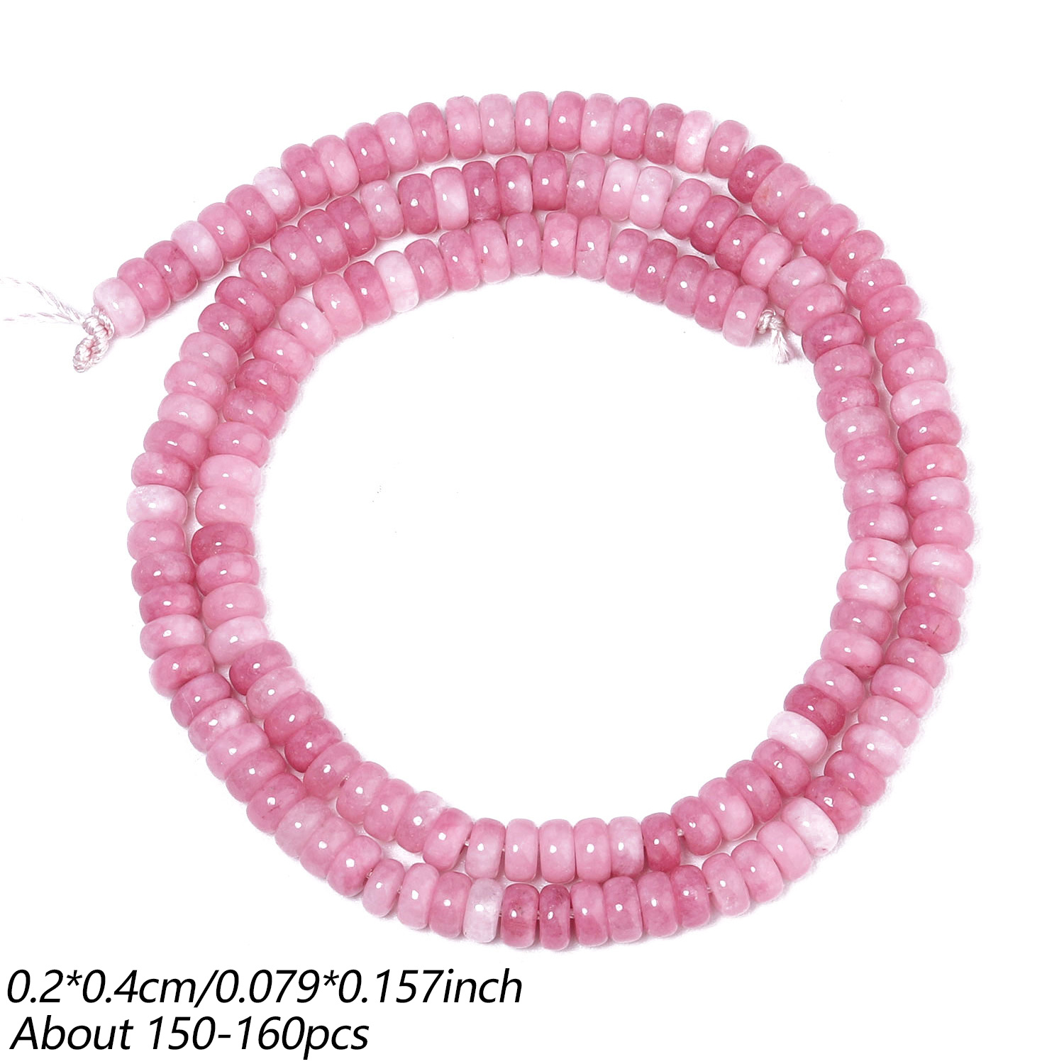 TEMU Perles plates en calcédoine rose de naturelle 2x4mm adaptées aux perles de bricolage - ronde/ avec base incurvée, perles à espacement libre pour