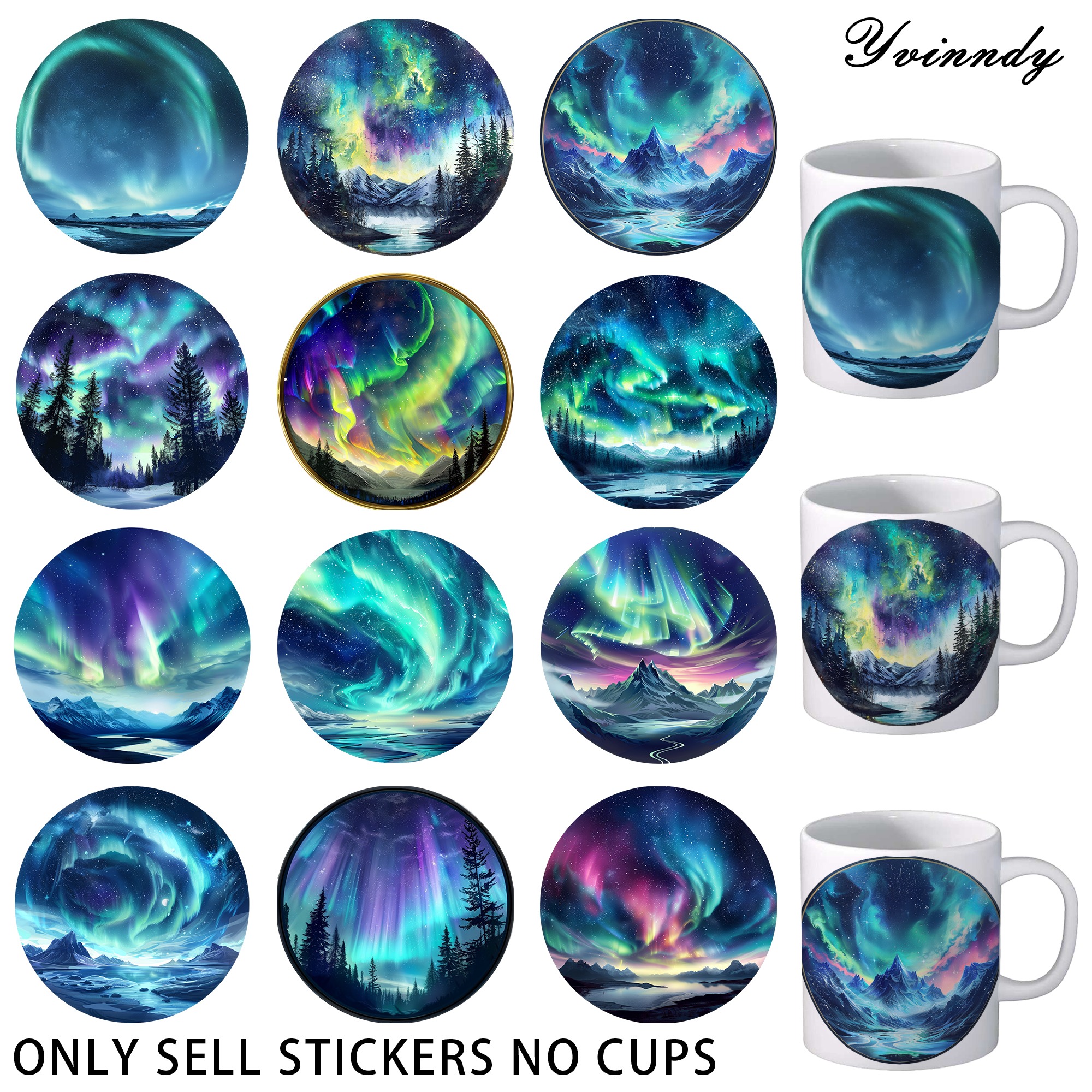 TEMU 12pcs Of Northern Lights Uv Dtf - Waterproof Uv Dtf Transfer Paper For Arts And Crafts, Diy Decorating, Scrapbooks And Seals - Easy To Paste,