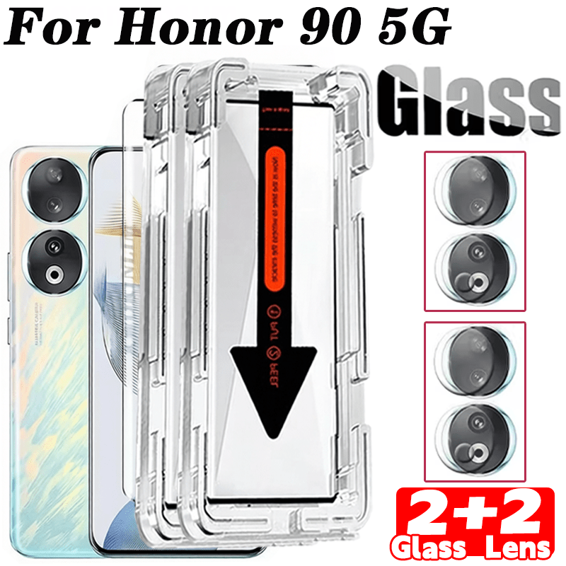 TEMU 2pcs High-definition Tempered Glass Film And 2pcs Camera Protective Film, Dust-free Compartment, Providing High-definition Clarity And Scratch