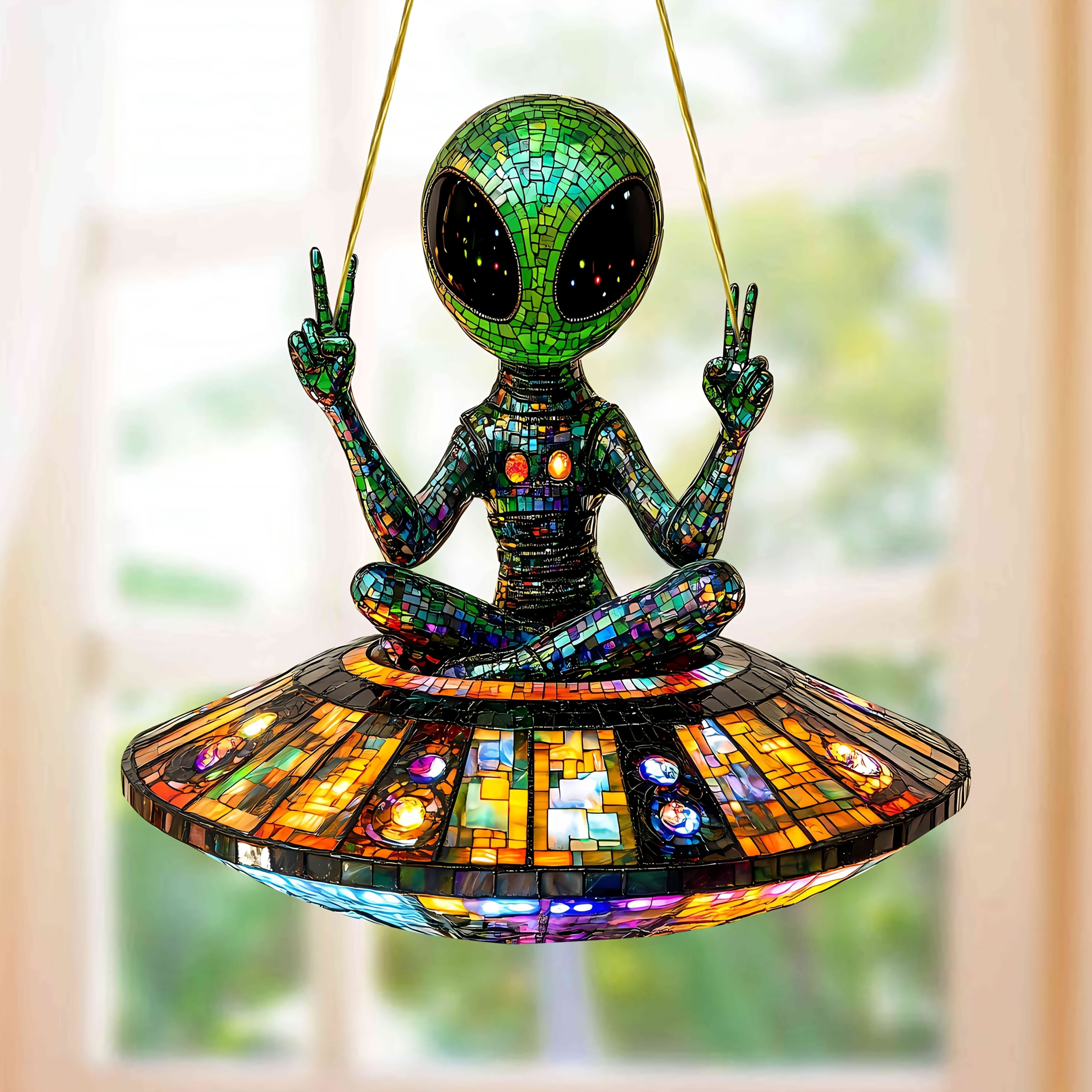 

2d Flat A 2d Bohemian-style Ufo Acrylic Sun - A Multifunctional Window Decoration, 9"x9" - A Unique Gift For Home And Garden, Suitable For Seasonal Decor.