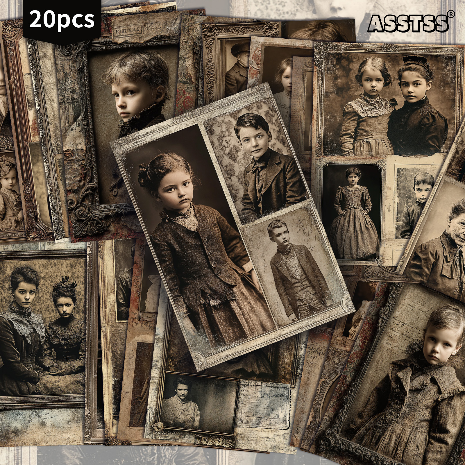 E-shop 20er-Packung ASSTSS Retro Collage Fotos Geschenkkarten - 4X6 Zoll Retro Junk Journal Papier, Klassische Illustrationen, Sammelbare Dekorative
