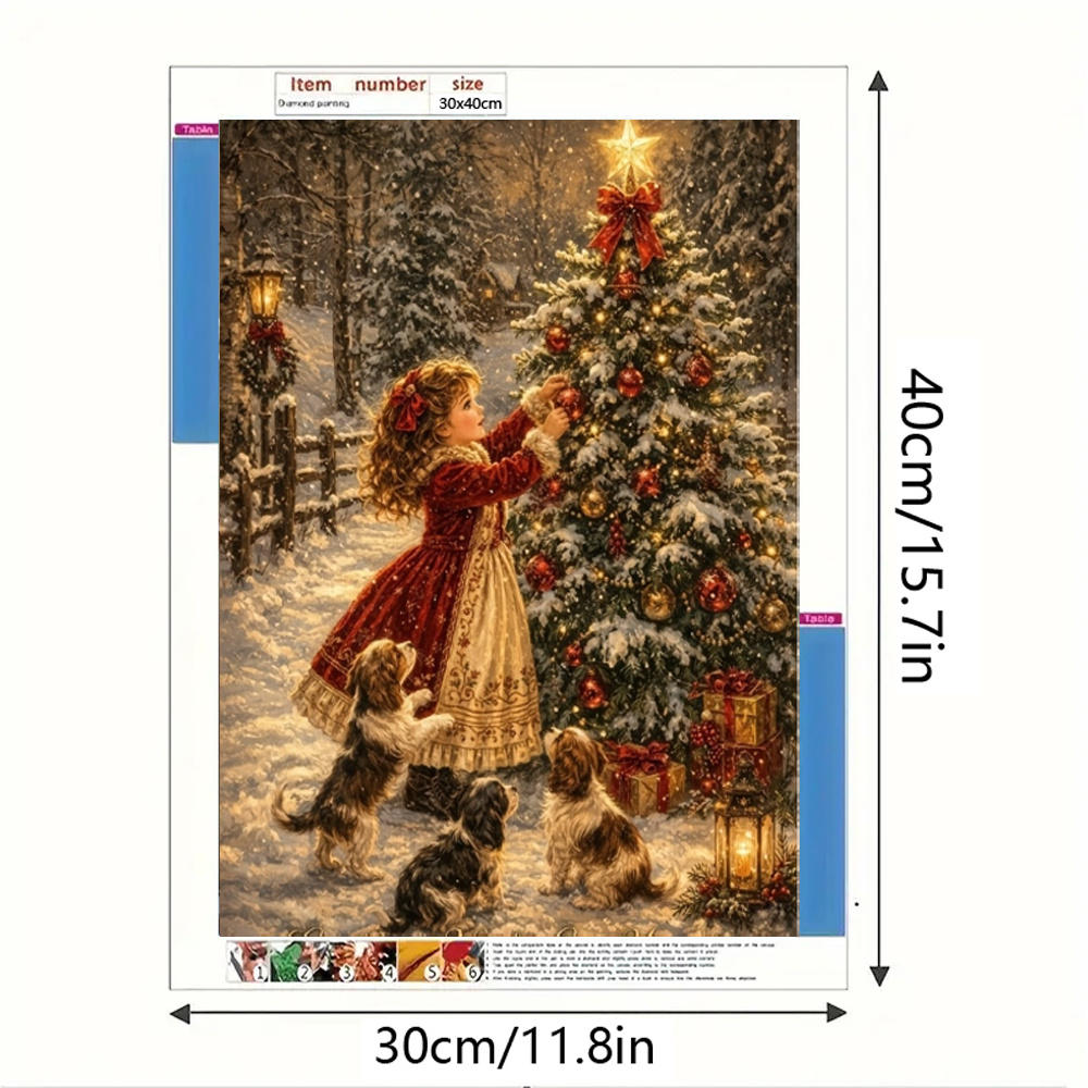 TEMU Lancement de nouveau produit ! Kit de peinture diamant arbre décoratif fille de Noël vintage, convient aux adultes et aux débutants, art diamant