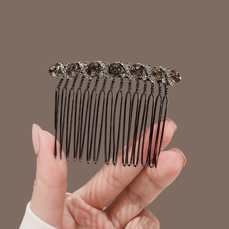 TEMU Elegant Rhinestone Backless Hair Comb, Seamless Hair Clip, Bangs Clip, High-end Updo Tool, Simple Hairpin For Women, Back Of Head Clip, Hair