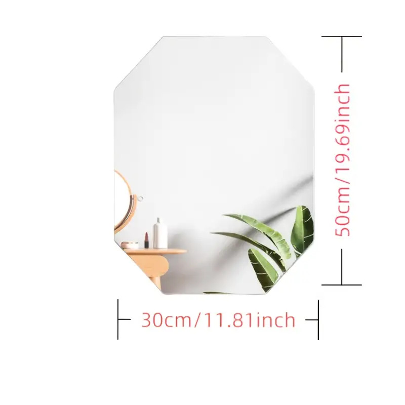 TEMU Suitable For // A / Makeup Mirror #frameless Bathroom Mirror #acrylic Hd Mirror #octagon Design Mirror #makeup Table Self-adhesive Hd Mirror