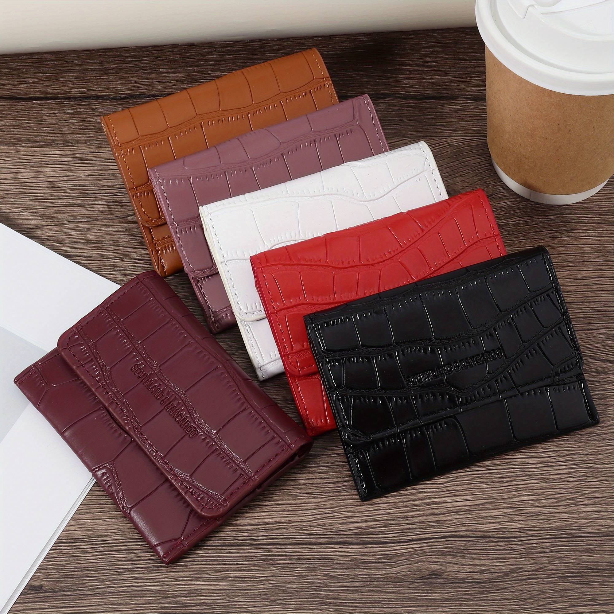 Women's Compact Pu Wallet Minimalist Solid Color Short Design