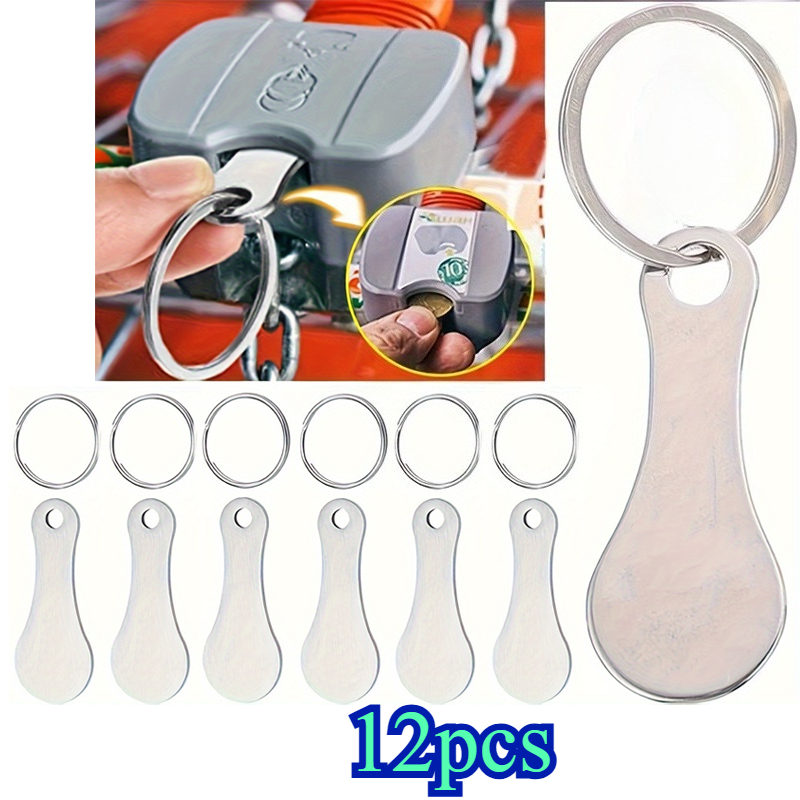 Image of Stainless Steel Shopping Cart Keychains - Durable Trolley Unlock Tokens, Fashion Accessory For Women