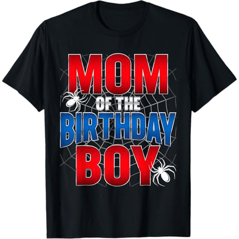 

Mom Of The Birthday Boy Costume Spider Web Birthday Party T-shirt, 100% Cotton, Halloween Thanksgiving Christmas Gift For Men Women , S-xxxl, Black