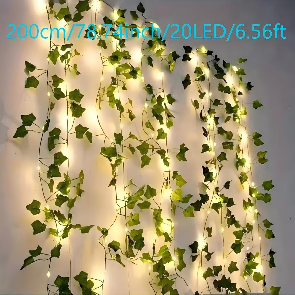 item picture 1pc of imitation ivy string lights 2 0 meters long 20 led beads 1 mode non adjustable suitable for indoor wall fence tree decoration as well as wedding party restaurant setup engagement celebration and summer   decor