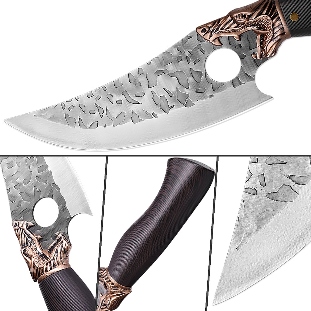 8pcs Stainless Steel Handmade Forged Chef Knife Professional Kitchen Multipurpose Knife Utility Knife Boning Knife Fish Knife Unique Knives Cutting Knife Vegetable Chopper for Kitchen Convenience Gifts for Men