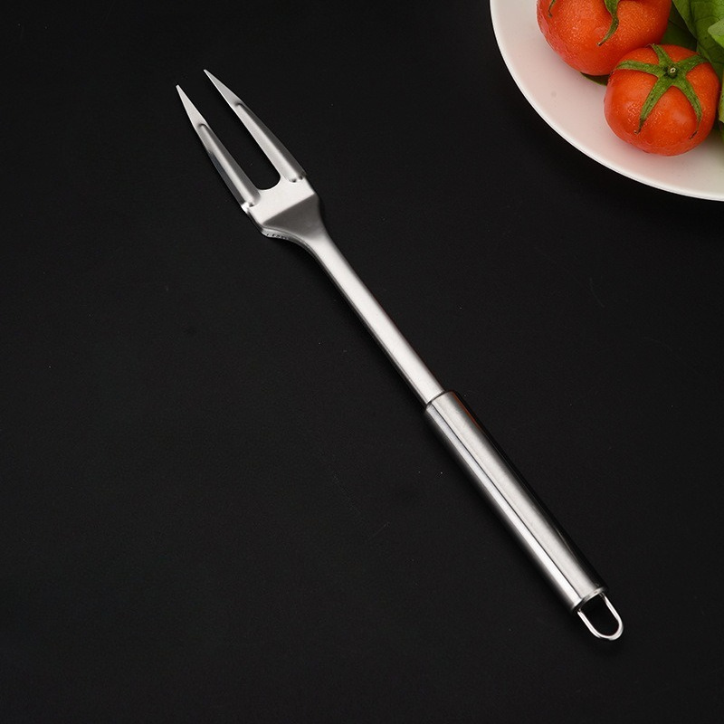 TEMU Heavy-duty Stainless Steel Meat Carving Fork - Heat-resistant Handle & Ergonomic Grip, 201 Grade Bbq Fork With For Grilling, Baking, Serving -