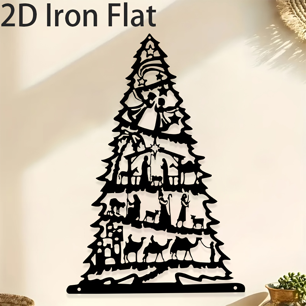 TEMU 2d Flat, The Nativity Scene Christmas Tree Acrylic Wall Decoration, Christmas Scene Decor, Statue Wall Decoration, Suitable For Living Room,
