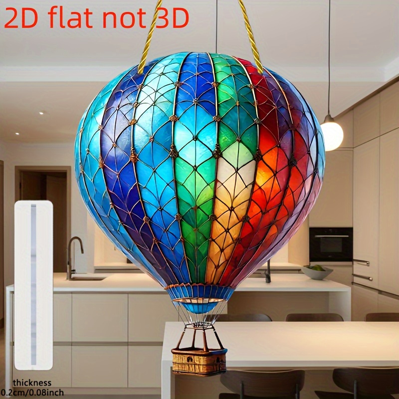 Image of 2d Flat - Acrylic Decorative Hanging Piece Of A Hot Air Balloon In 2d, Suitable For , Perfect As A Gift For Window And Wall Decoration