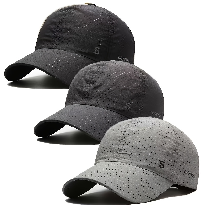 TEMU 3 Summer Outdoor Travel Running Caps, Lightweight, Quick-drying, Breathable Baseball Caps, Outdoor Sun Hats, Fishing Hats, In Black, White, Navy