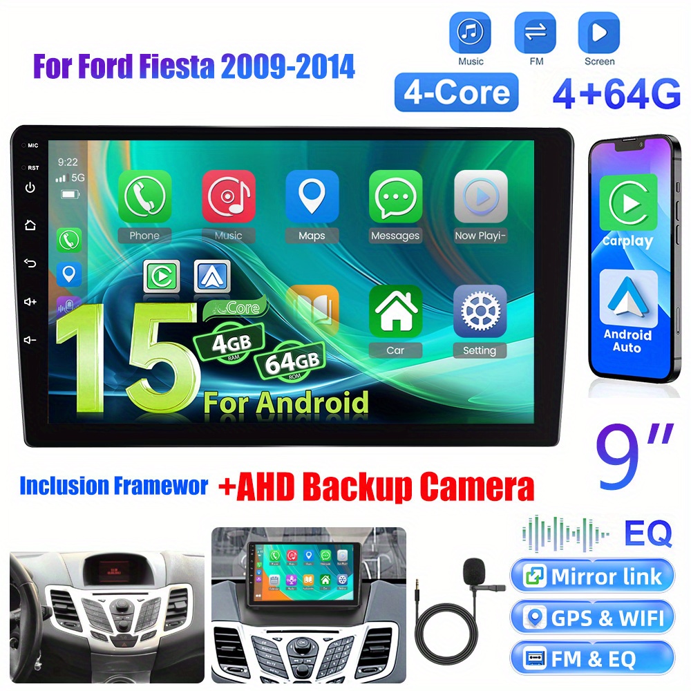 Image of [4+64g] 15 Car Stereo For Ford 2009-2014, 9 Inch 1280p Ips Touch Screen Radio Auto Car Radio Ai Dsp/ Fm/ Rds/ 32eq Gps Wifi Swc+mic, Ahd Backup Cam