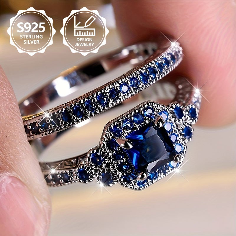 Image of 925 Sterling Silver Exquisite Ladies' Fashion Stack Ring, Elegant And Fashionable, A High-end Ladies' Jewelry Ring With , Set With Integrated Cubic Zirconia, Suitable For Vacation Trips, Daily Wear