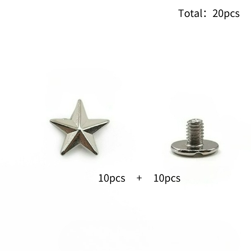 TEMU 20pcs 13.5mm Star-shaped Rivet Studs Screwback Rivet Punk Style Rivet Ideal For Project And Leather Craft Clothing Denim Jackets Shoes Boots