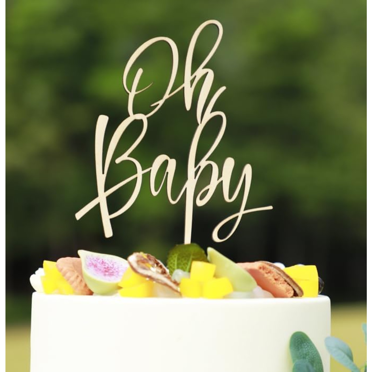 Wooden Oh Baby Cake Topper, New Baby Photo Booth Props, Wooden Cake Topper For Baby Shower Or Birthday Decorations