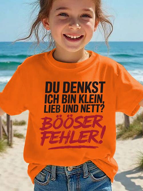 sommerliche mode mädchen kurzarm t-shirt du denkst ich bin klein, und ? bööser fehler! buchstaben print lässiges vielseitiges top ny-dx9403