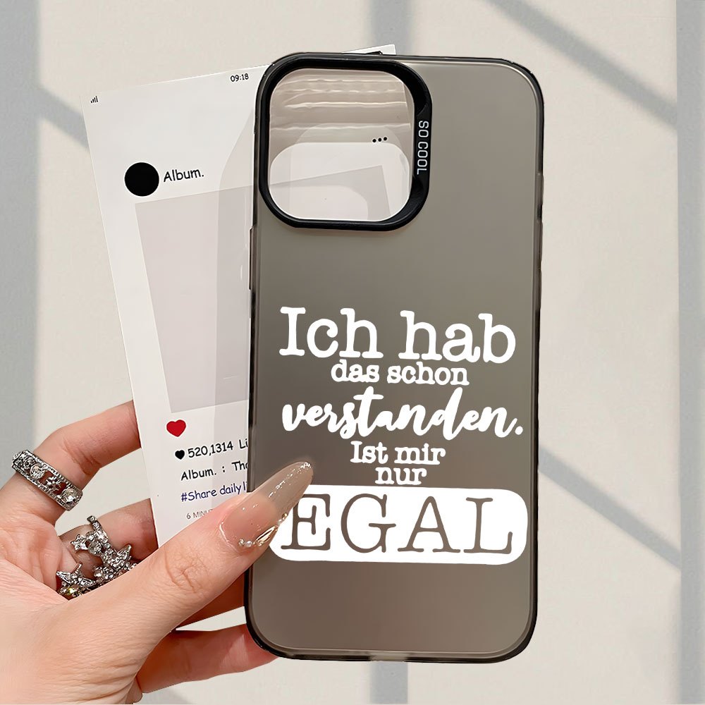 E-shop Deutsche Textmuster Handyhülle Premium Fashion Matt Stoßfest Großloch Frosted Schutzharte Hülle Kompatibel mit iPhone 11/12/13/14/15/16/17/17
