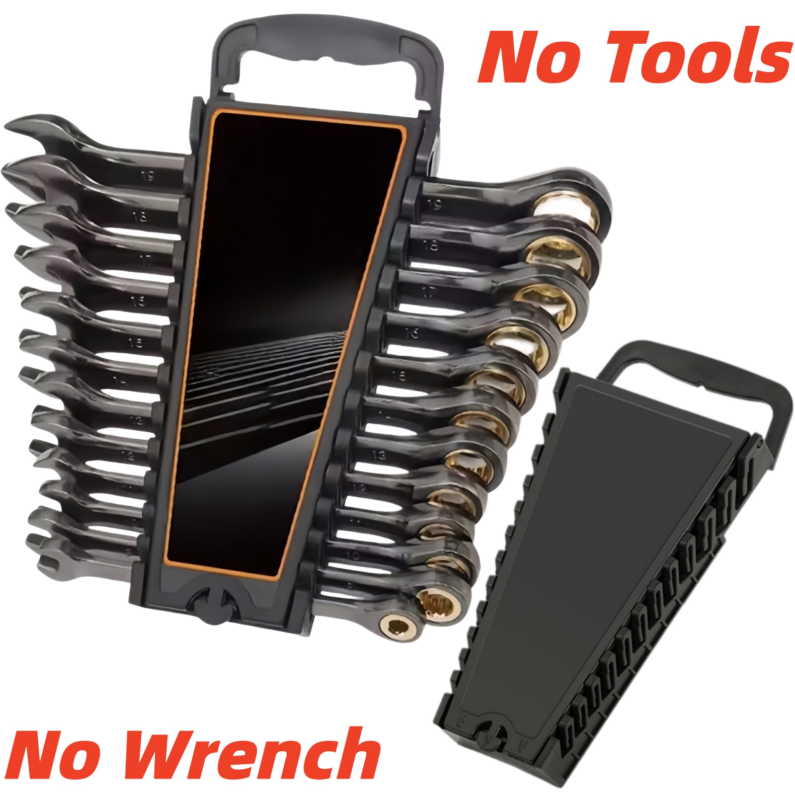 TEMU Tool Organizer Rack, Ergonomic Clamping Wrench Organizer, Holds 12 Wrenches, Black. Ergonomic Clamping Design For And Organized Access To 12