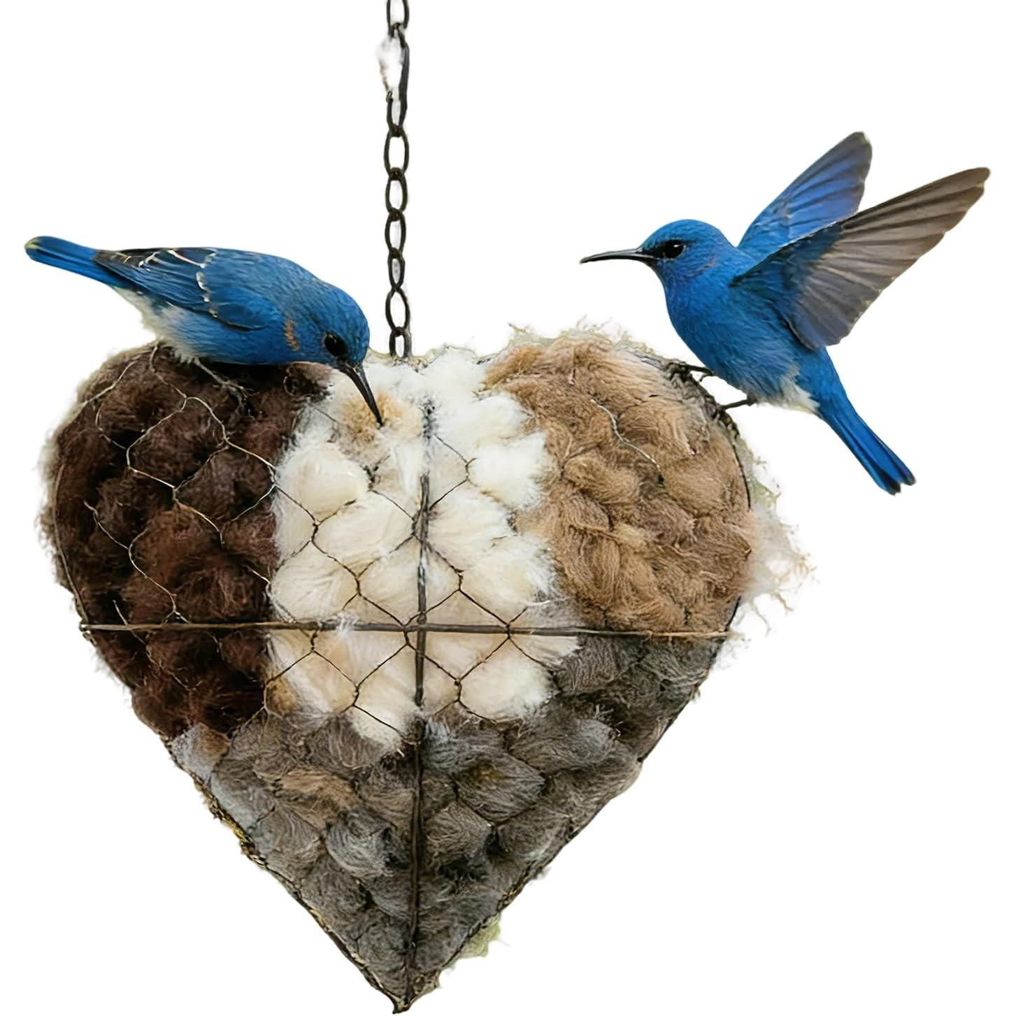 TEMU Handmade Fiber Bird , Refillable Birds Haven 1 Heart Shape Hummingbird Nesting And 2 Bags Of Nest Materials, Winter Gifts Animal Hummingbirds