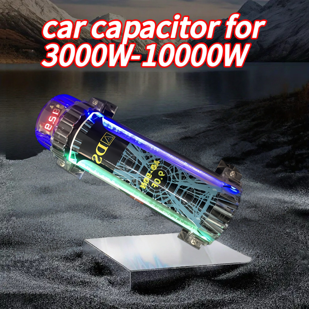 TEMU 9.0 Faraday Car Capacitor For Audio Digital Capacitor Amplifier Regulator Led Voltage Display Car Audio Modification 3000w- 10000w, No Battery Required