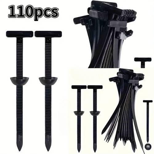 20pcs110pcs durable self locking nylon cable ties with black plastic zipper heads high strength uv resistant fasteners suitable for automotive repair home outdoor multi purpose organizing tools cable management