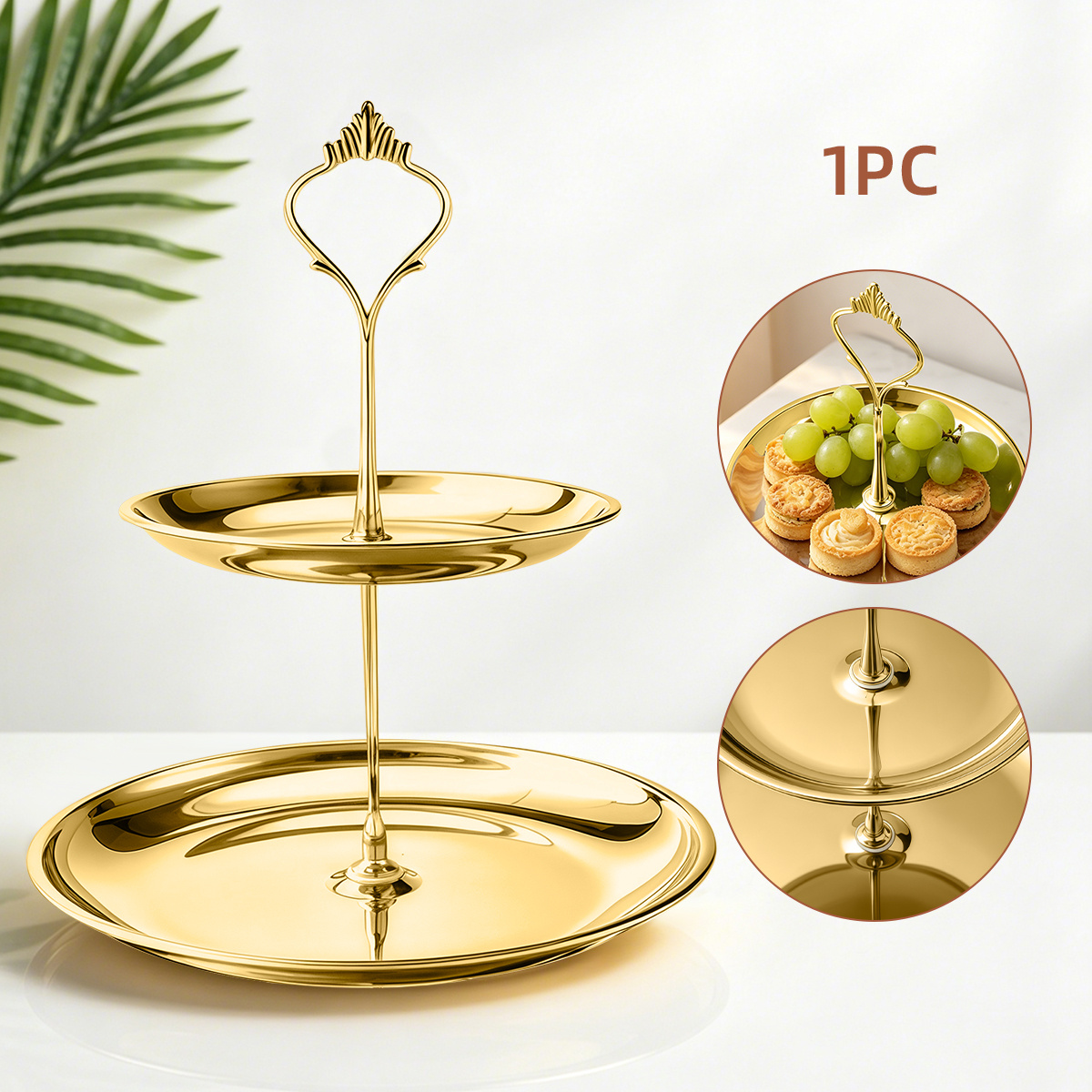 TEMU Multi-Tier Kuchenständer im europäischen Stil, silbernes/goldenes Kuchen Tablett, Multi-Grid Schmuck Display Board, zweilagiger Dessertständer
