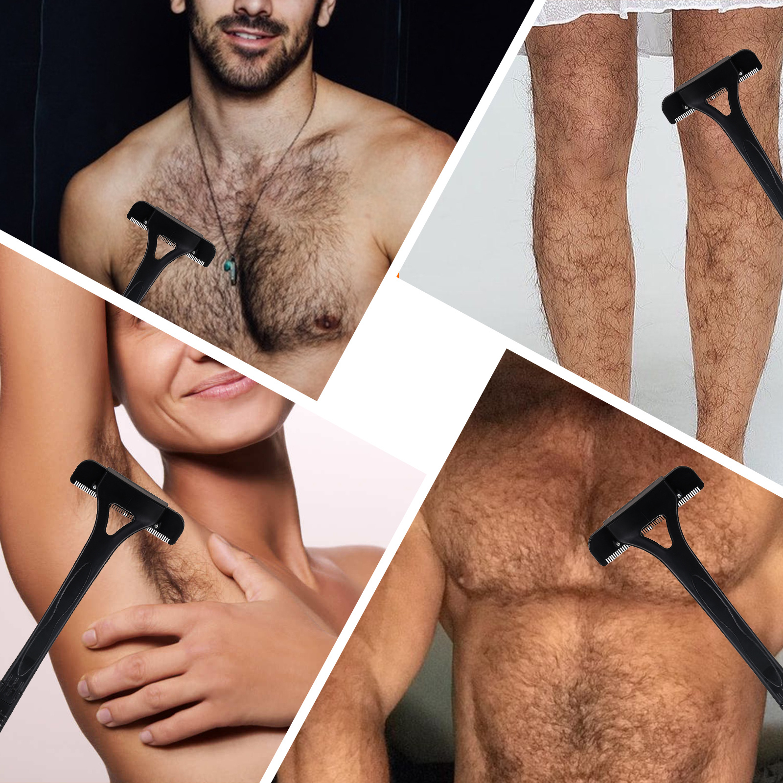 Men's Back Hair Trimmer with 5 Blades and Adjustable Long Handle