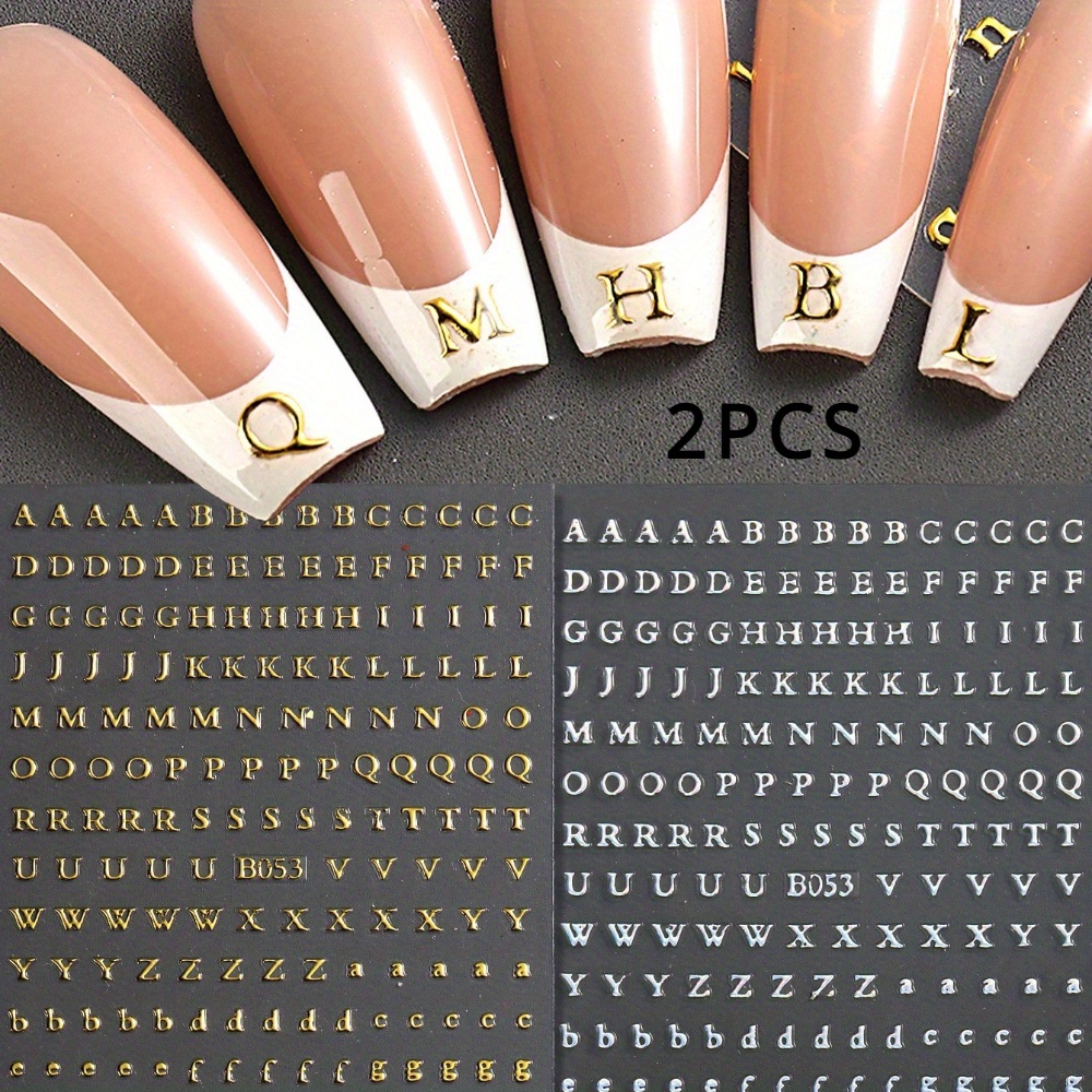 Image of 2 Pcs Y2k Style Letter Pattern Nail Stickers Suitable For Diy Nail Art Decoration