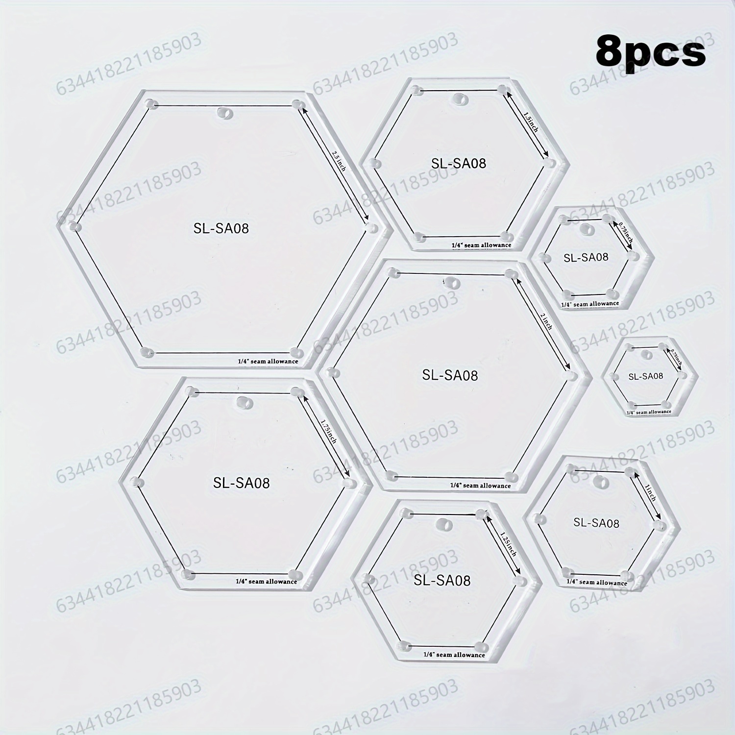 TEMU Set da 8 pezzi, righello per quilting in acrilico 2 mm/0,078 pollici, misurino per cucito, righello per template per quilting esagonale,