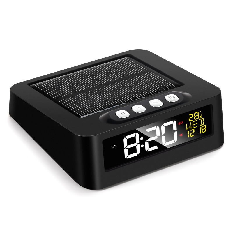 TEMU Cabin Clock - Car Solar Digital Clock, Multifunctional Car Dashboard Clock With Temperature Date Display 2 Charging (solar + Type-c), Motion