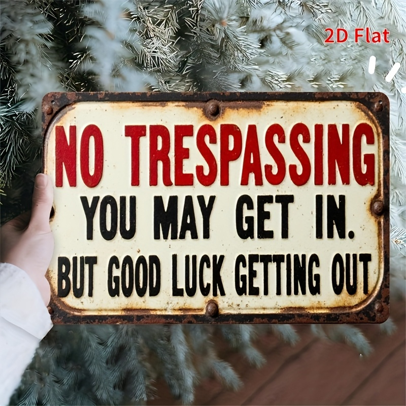 no trespassing funny signs sold on Temu United States